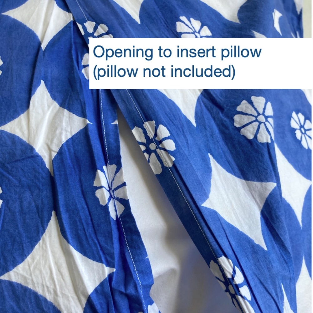 Roberta Roller Rabbit Blue and White Geometric Floral Pillow Cover - Picture 5 of 10